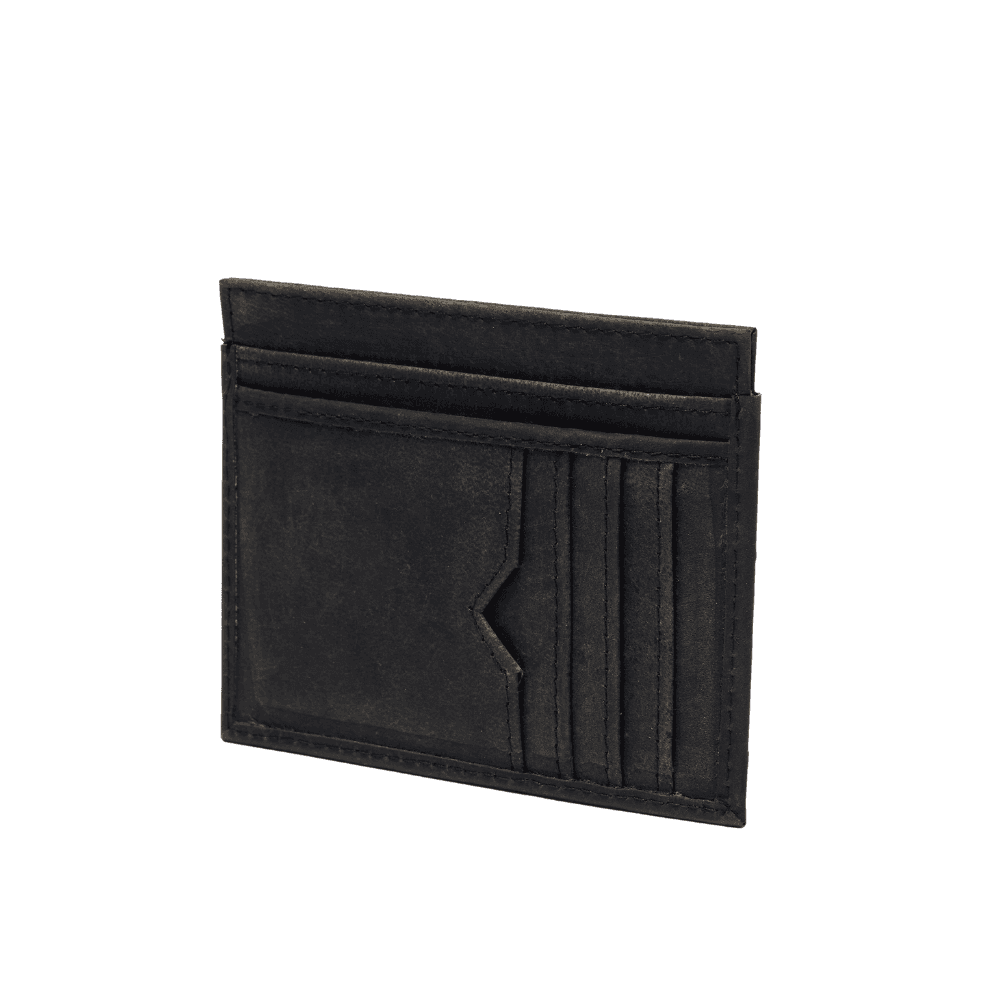 Leather Card Holder Foldable Black