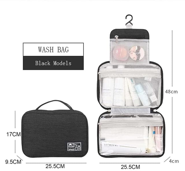 O Ozone Hanging Travel Wet Dry Toiletry Bag Beautician Women Men Bathing Storage Bag Folding Cosmetic Washbag Toilettas Makeup Organizer - Dark Blue