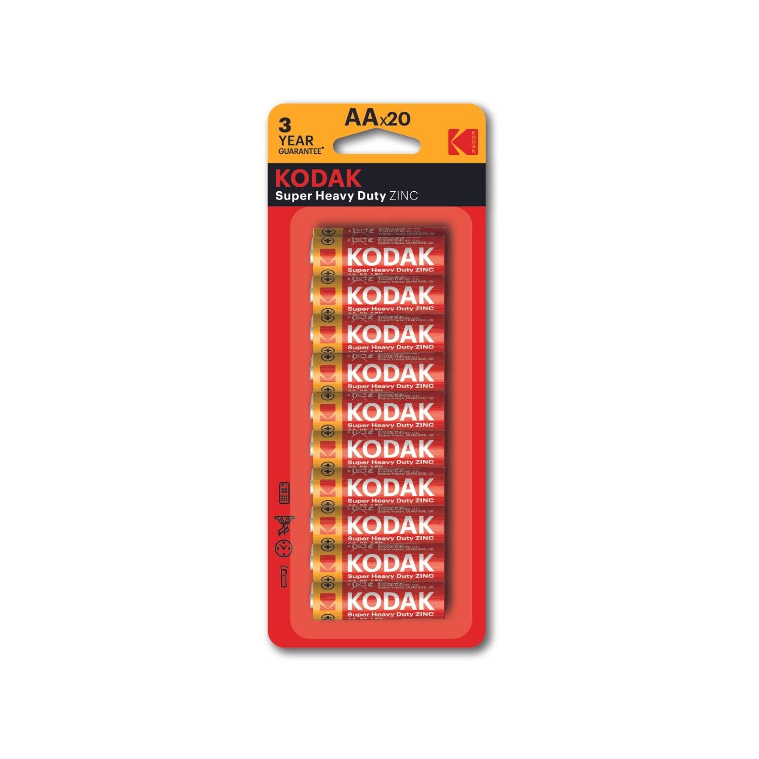 بطاريات ريموت زنك AA مجموعة 20 بطارية كوداك Kodak Zinc Super Heavy Duty Aa Battery