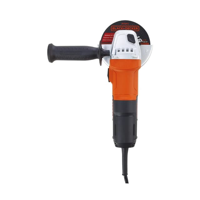 Black+Decker 650w 100mm Small Angle Grinder With Slider Switch & Side Handle