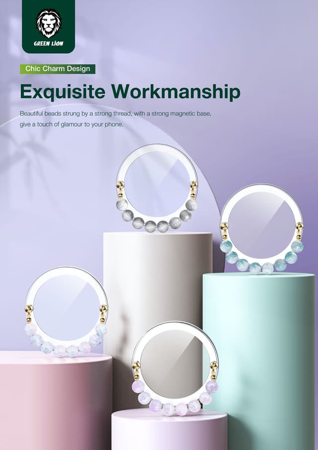 قبضة مغناطيسية أخضر غرين ليون Green Lion Magnetic Stylish Grip - Grey - 700706