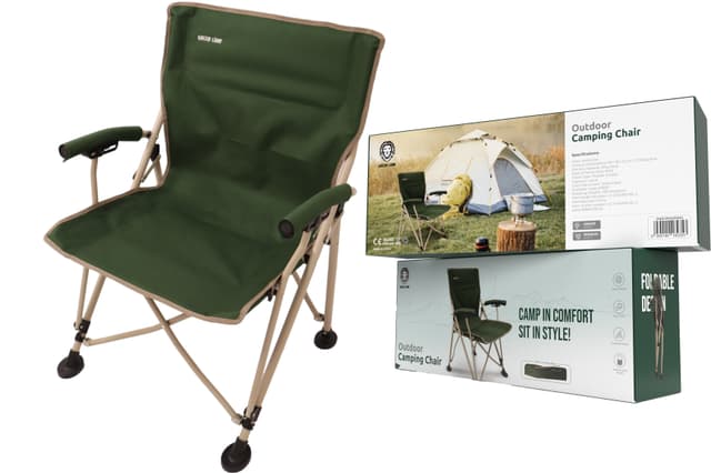 Green Lion Outdoor Camping Chair with Carrying Bag - Dark Green
