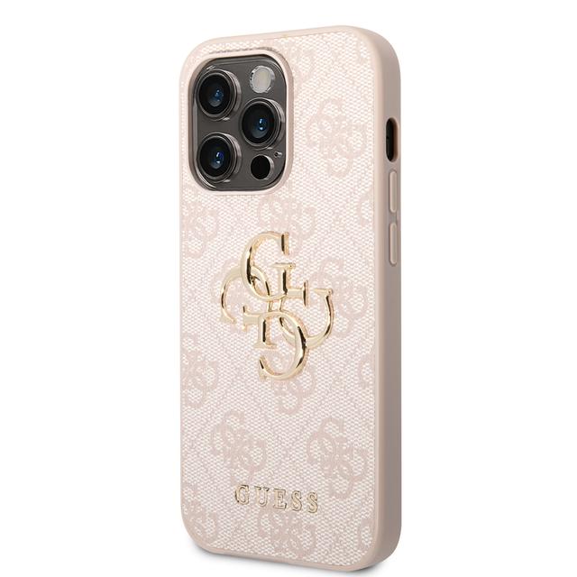 جراب ايفون 15 برو ماكس بشعار معدني من الجلد الصناعي بلون وردي من غيس Guess PU Leather Case with 4G Metal Logo for iPhone 15 Pro Max Pink - SW1hZ2U6MzI3NDgwMw==