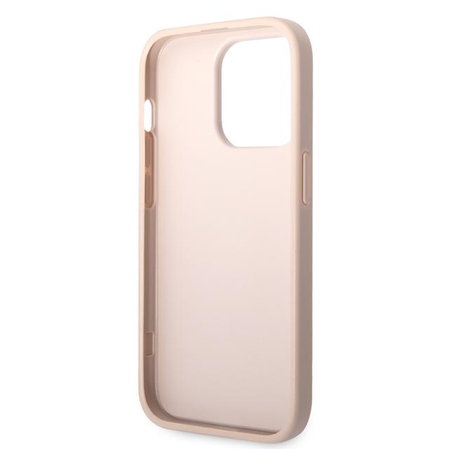 جراب ايفون 15 برو ماكس بشعار معدني من الجلد الصناعي بلون وردي من غيس Guess PU Leather Case with 4G Metal Logo for iPhone 15 Pro Max Pink