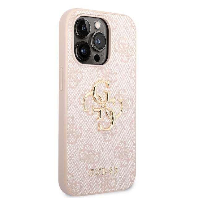 جراب ايفون 15 برو ماكس بشعار معدني من الجلد الصناعي بلون وردي من غيس Guess PU Leather Case with 4G Metal Logo for iPhone 15 Pro Max Pink - SW1hZ2U6MzI3NDc5NQ==