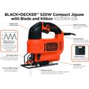 Black+Decker 520w Variable Speed Compact Jigsaw With Blade In Kit Box For Wood Cutting - SW1hZ2U6MzI0MDg0Nw==