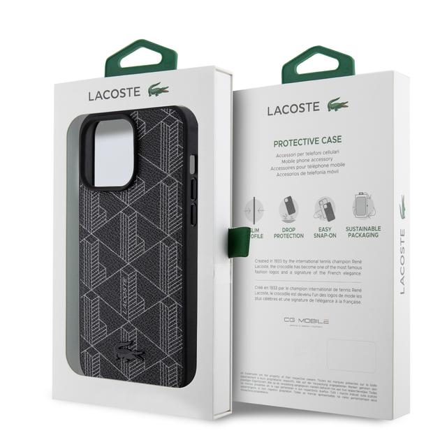 Lacoste HC Magsafe PU The Blend Monogram for iPhone 15 Pro Max -Black - SW1hZ2U6MzI3NDQwOQ==