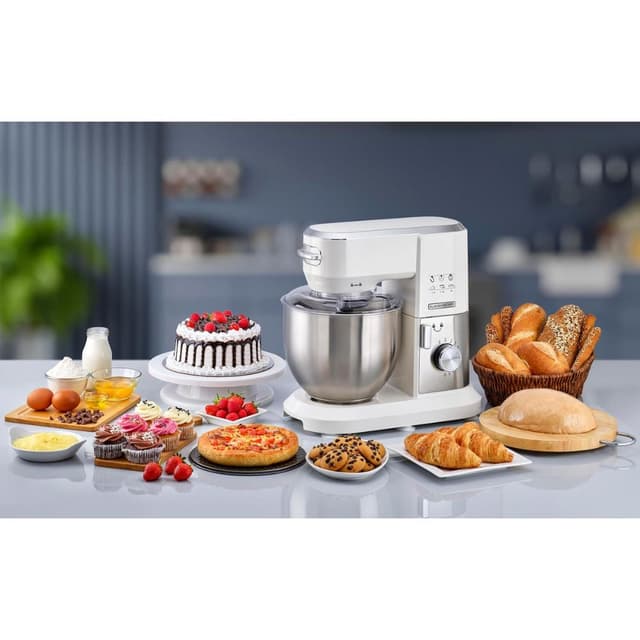 عجانة كهربائية 1000 واط 6 لتر عشر سرعات بلاك اند ديكر Black+Decker Multifunction Stand Mixer Kitchen Machine 1000w 6l Mkm100-B5