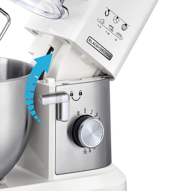 عجانة كهربائية 1000 واط 6 لتر عشر سرعات بلاك اند ديكر Black+Decker Multifunction Stand Mixer Kitchen Machine 1000w 6l Mkm100-B5