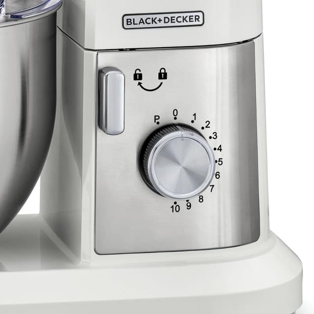 عجانة كهربائية 1000 واط 6 لتر عشر سرعات بلاك اند ديكر Black+Decker Multifunction Stand Mixer Kitchen Machine 1000w 6l Mkm100-B5