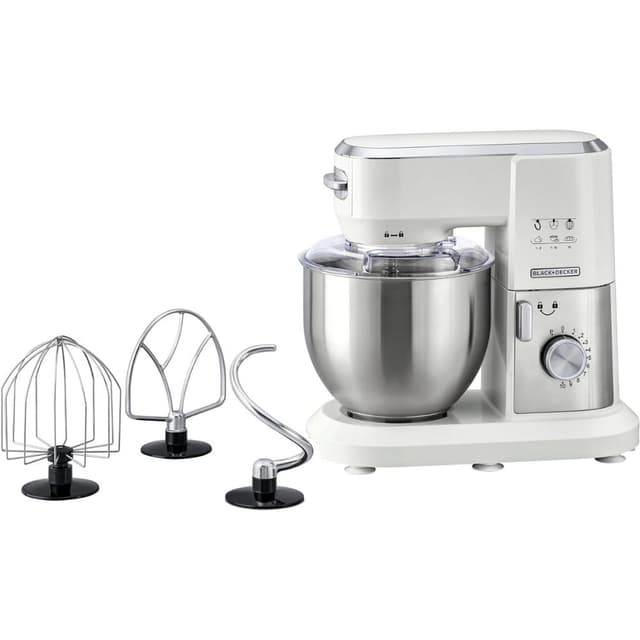 عجانة كهربائية 1000 واط 6 لتر عشر سرعات بلاك اند ديكر Black+Decker Multifunction Stand Mixer Kitchen Machine 1000w 6l Mkm100-B5