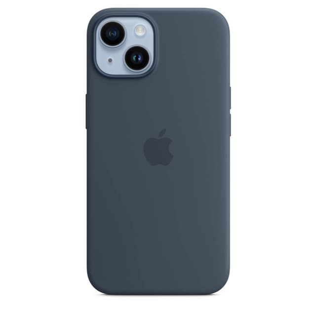 جراب ايفون 14 بلس ماج سيف سيليكون سماوي داكن من ابل Apple iPhone 14 Plus Silicone Case with MagSafe Storm Blue