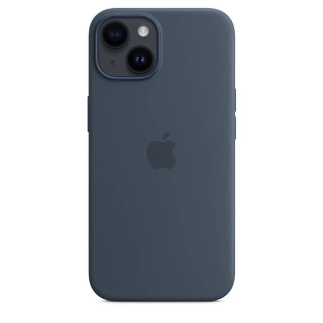 جراب ايفون 14 بلس ماج سيف سيليكون سماوي داكن من ابل Apple iPhone 14 Plus Silicone Case with MagSafe Storm Blue