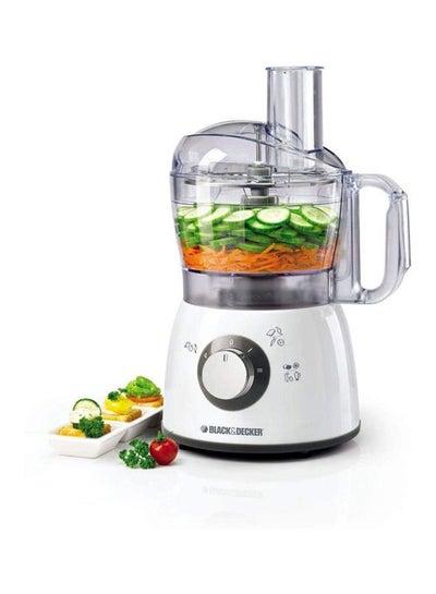 Black+Decker 400w 18 Functions Food Processor With 4 Accessories Stainless Steel Blades And 2 Speed Pulse Function, 1.2 Litre, White - SW1hZ2U6MzI0MDMxNw==