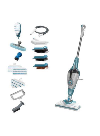 Black+Decker 2-In-1 Steam-Mop With Delta Head, Steamitt And 15 Accessories, 1600w, White/Aqua - SW1hZ2U6MzIzODY4OA==