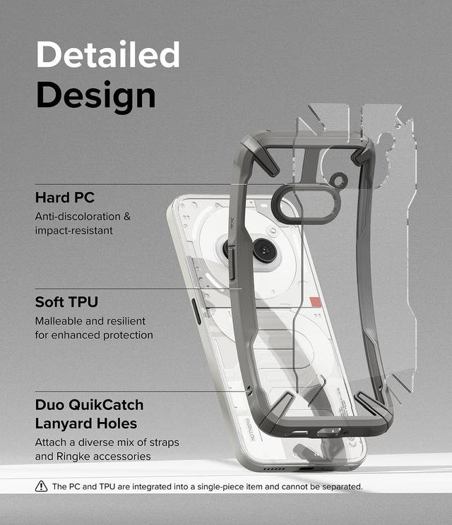 Ringke Fusion-X Compatible with Nothing Phone (2a) Case , Anti-Scratch Dual Coating Advanced Rugged Hybrid Heavy Duty Bumper Phone Case Cover - Grey