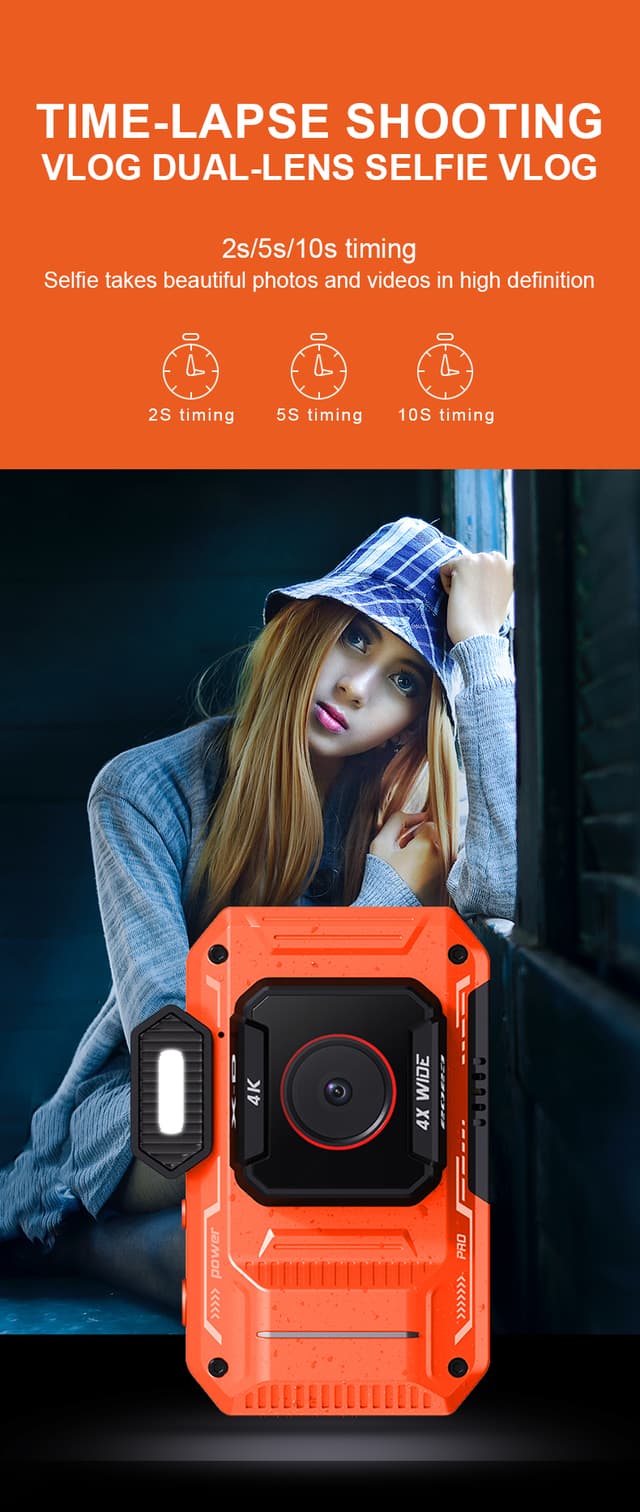 Porodo 48MP Full HD 1080 Digital Camera 18X digital Zoom - Orange