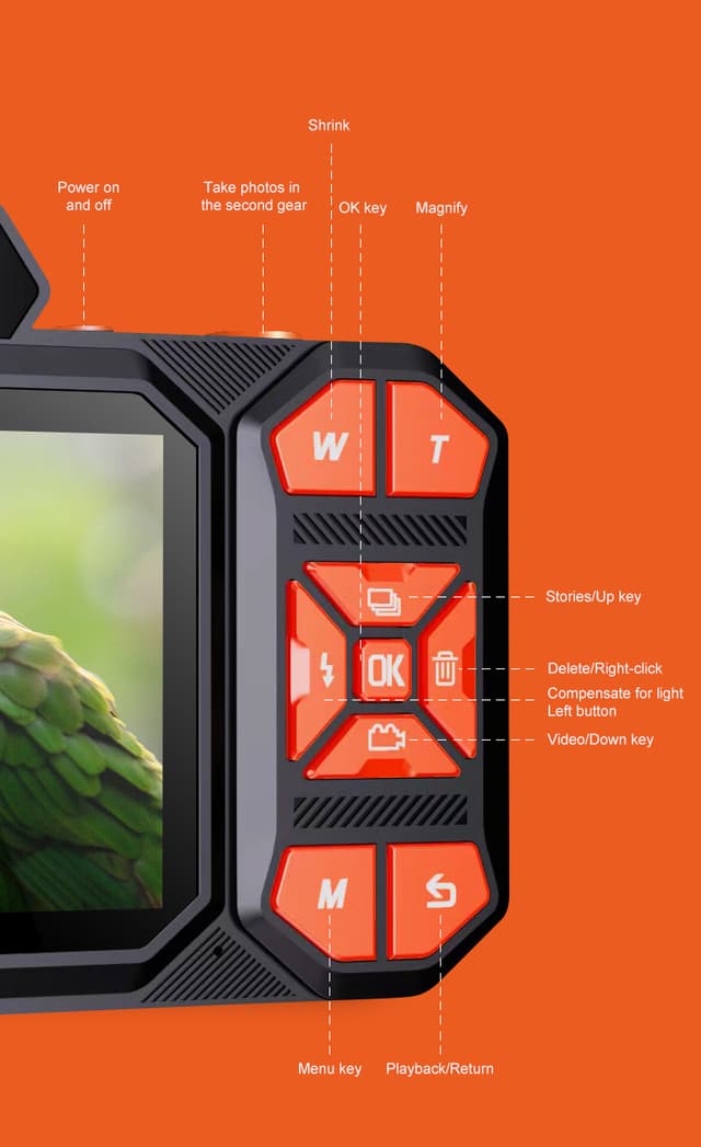 Porodo 48MP Full HD 1080 Digital Camera 18X digital Zoom - Orange