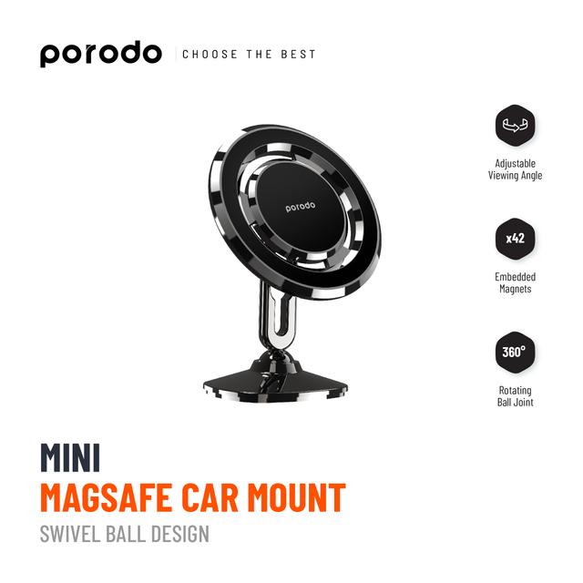 Porodo Stereoscopic Rotation Multiangle Control Magnetic Car Mount -  Black - SW1hZ2U6MzI3NjA2Ng==