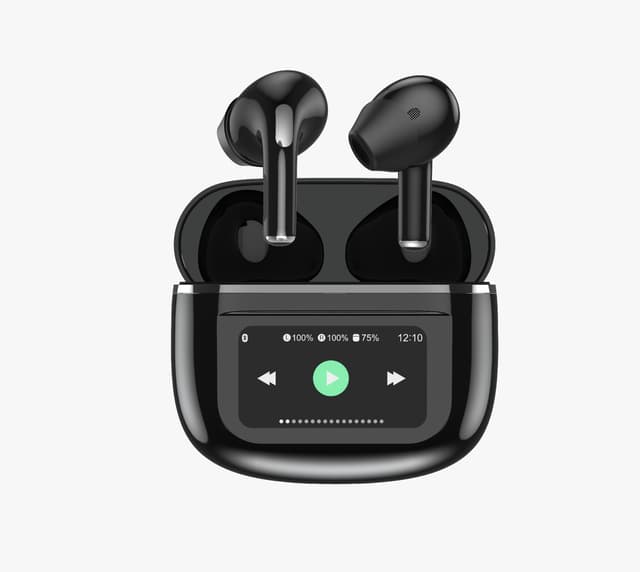 سماعة بلوتوث بورودو Soundtec Wonder TWS مع شاشة تعمل باللمس بلون اسود Porodo Soundtec Wonder TWS Earphone with Touch Screen Black