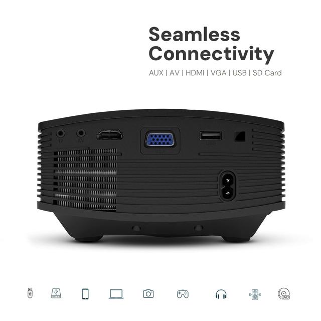 Wownect Mini Projector, LED Portable Projector Full HD 1080P Supported, Phone Projector Compatible with Smartphone, Laptop, TV Stick Connection, Video Projectors for Kids Home Theater