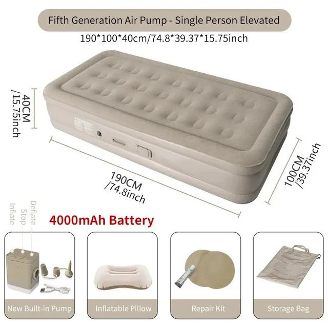 Outdoor Camping One-click Automatic Inflatable Mattress 4000mAh