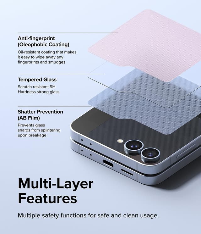 غطاء شاشة لجوال سامسونج جالاكسي Z فليب 6 5G (2024) زجاج قطعتين رينجكي Ringke Cover Display Glass Compatible with Samsung Galaxy Z Flip 6 5G (2024)