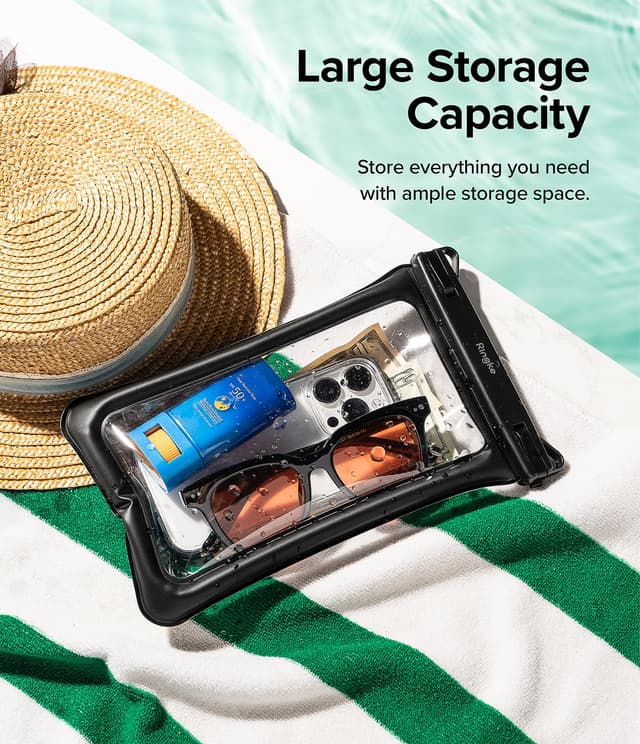 Ringke Waterproof Phone Pouch Floating [Air Pockets] Waterproof Phone Case Compatible with iPhone 14 13 12 11 Pro Max Mini, Dry Bag Designed for Samsung Galaxy S23 Ultra Plus Pixel 7 pro - Black