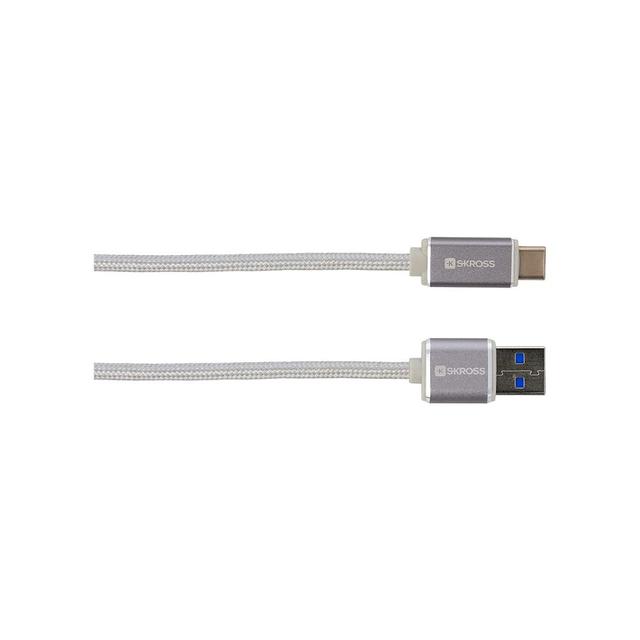 Skross Charge' N Sync Usb Type-C (3.0) Steel Line Cable, Fast Charging 3a Steel Line 1m Type C Cable, Data Transfer And Charging At Faster Speed, Designed In Switzerland, 2.700243 White - SW1hZ2U6MzIzNzYwOQ==