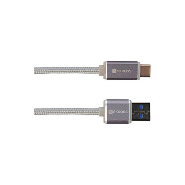 Skross Charge' N Sync Usb Type-C (3.0) Steel Line Cable, Fast Charging 3a Steel Line 1m Type C Cable, Data Transfer And Charging At Faster Speed, Designed In Switzerland, 2.700243 White