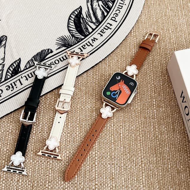 سوار ساعة ابل 38/40/41 ملم جلد للنساء بيج او اوزون O Ozone Leather Band Compatible with Apple Watch