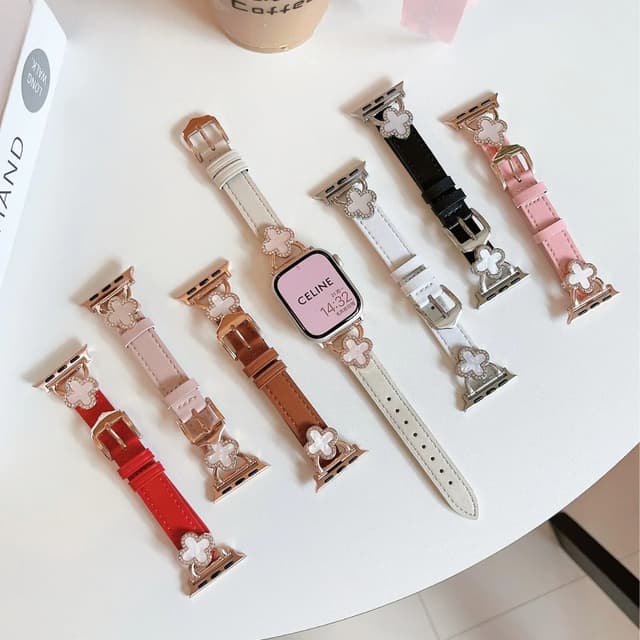 سوار ساعة ابل 38/40/41 ملم جلد للنساء بيج او اوزون O Ozone Leather Band Compatible with Apple Watch