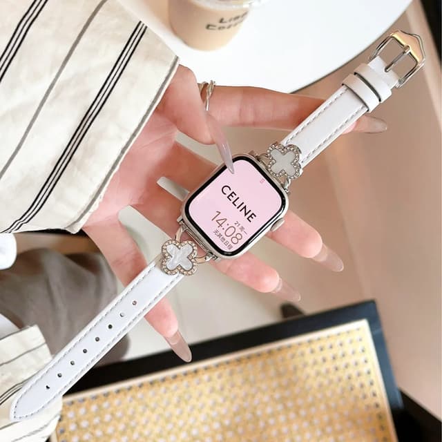 سوار ساعة ابل 38/40/41 ملم جلد للنساء بيج او اوزون O Ozone Leather Band Compatible with Apple Watch