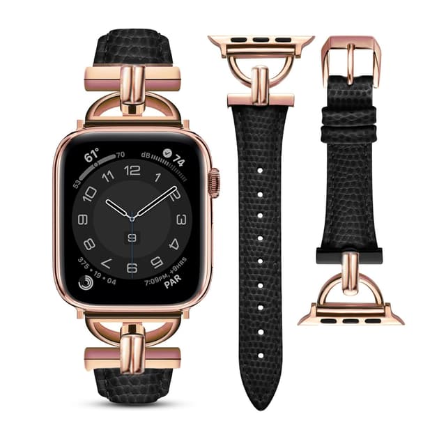 سوار ساعة ابل 38/40/41 ملم جلد للنساء أسود او اوزون O Ozone Leather Band Compatible with Apple Watch