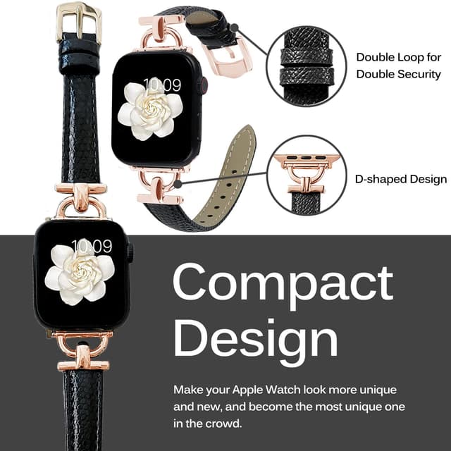 سوار ساعة ابل 38/40/41 ملم جلد للنساء زهري فاتح او اوزون O Ozone Leather Band Compatible with Apple Watch