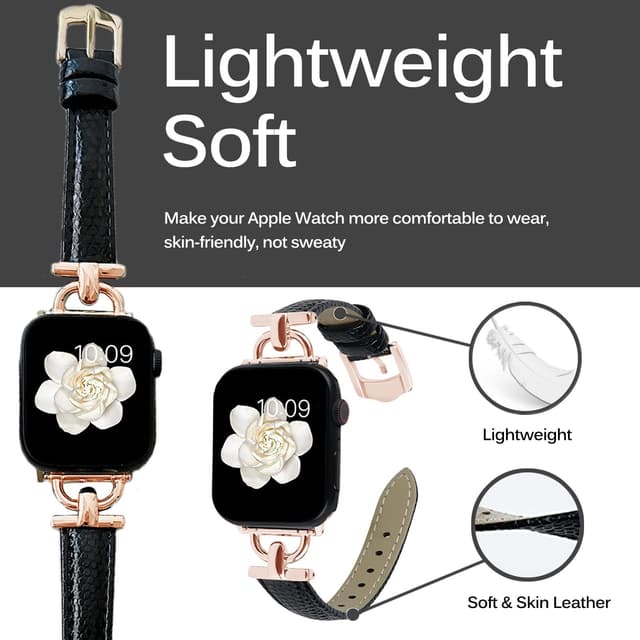 سوار ساعة ابل 38/40/41 ملم جلد للنساء زهري فاتح او اوزون O Ozone Leather Band Compatible with Apple Watch