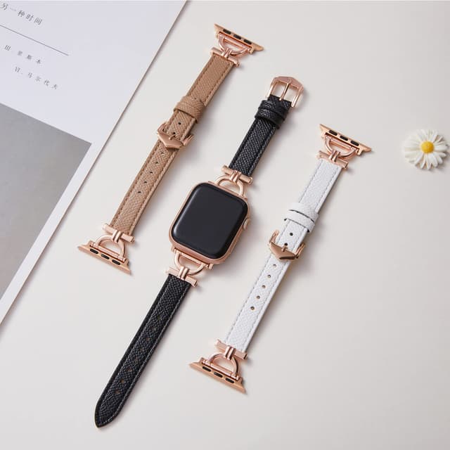سوار ساعة ابل 38/40/41 ملم جلد للنساء زهري فاتح او اوزون O Ozone Leather Band Compatible with Apple Watch