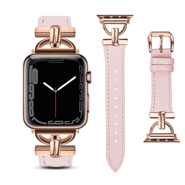 سوار ساعة ابل 38/40/41 ملم جلد للنساء زهري فاتح او اوزون O Ozone Leather Band Compatible with Apple Watch