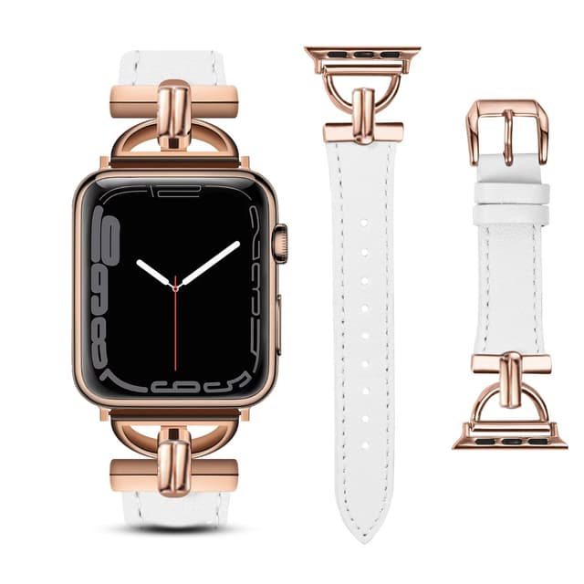 سوار ساعة ابل 38/40/41 ملم جلد للنساء أبيض او اوزون O Ozone Leather Band Compatible with Apple Watch