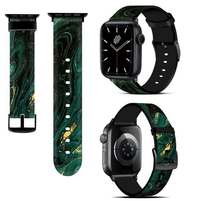 O Ozone Silicone Bands Compatible with Apple Watch Straps 38mm 40mm 41mm Women Men, Stylish Pattern Silicone Straps Replacement Watch Bands for iWatch Series 9 8 7 6 5 4 3 2 1 SE- Green Marble