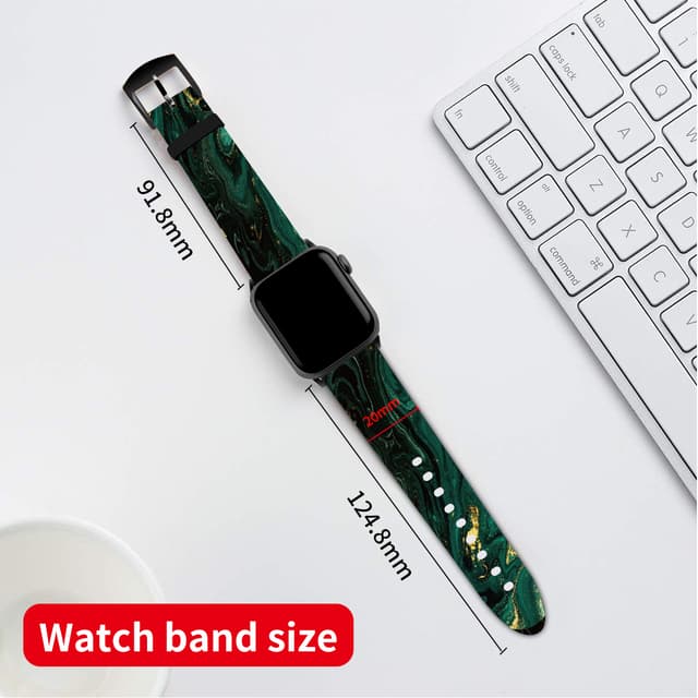 O Ozone Silicone Bands Compatible with Apple Watch Straps 38mm 40mm 41mm Women Men, Stylish Pattern Silicone Straps Replacement Watch Bands for iWatch Series 9 8 7 6 5 4 3 2 1 SE- Green Marble