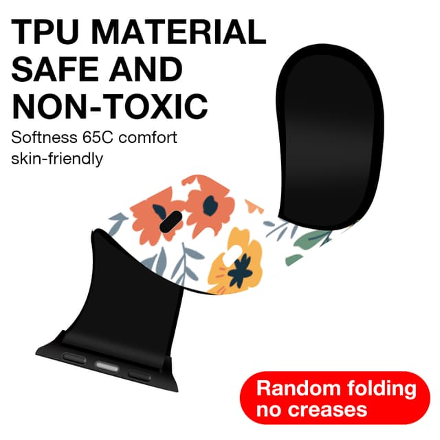 O Ozone Silicone Bands Compatible with Apple Watch Straps 38mm 40mm 41mm Women Men, Stylish Pattern Silicone Straps Replacement Watch Bands for iWatch Series 9 8 7 6 5 4 3 2 1 SE- Flowers Pattern