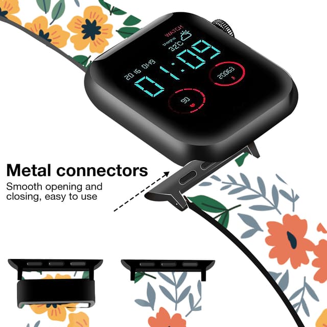 O Ozone Silicone Bands Compatible with Apple Watch Straps 38mm 40mm 41mm Women Men, Stylish Pattern Silicone Straps Replacement Watch Bands for iWatch Series 9 8 7 6 5 4 3 2 1 SE- Flowers Pattern