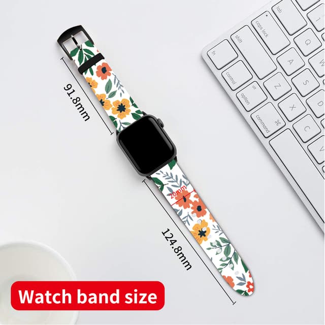 O Ozone Silicone Bands Compatible with Apple Watch Straps 38mm 40mm 41mm Women Men, Stylish Pattern Silicone Straps Replacement Watch Bands for iWatch Series 9 8 7 6 5 4 3 2 1 SE- Flowers Pattern
