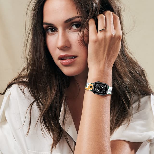 O Ozone Silicone Bands Compatible with Apple Watch Straps 38mm 40mm 41mm Women Men, Stylish Pattern Silicone Straps Replacement Watch Bands for iWatch Series 9 8 7 6 5 4 3 2 1 SE- Flowers Pattern