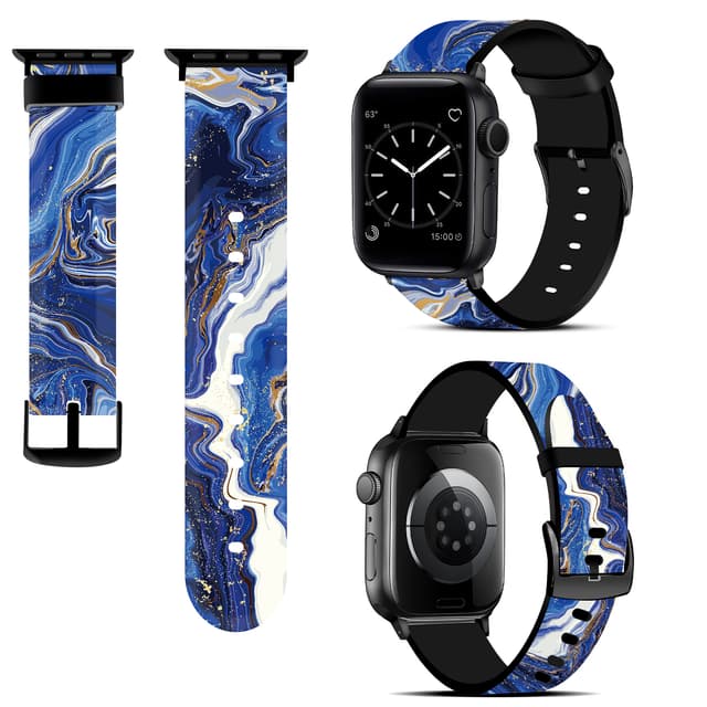 O Ozone Silicone Bands Compatible with Apple Watch Straps 38mm 40mm 41mm Women Men, Stylish Pattern Silicone Straps Replacement Watch Bands for iWatch Series 9 8 7 6 5 4 3 2 1 SE- Blue Marble