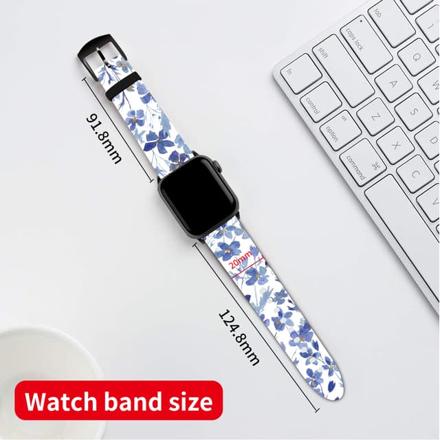 O Ozone Silicone Bands Compatible with Apple Watch Straps 38mm 40mm 41mm Women Men, Stylish Pattern Silicone Straps Replacement Watch Bands for iWatch Series 9 8 7 6 5 4 3 2 1 SE- Blue Flowers
