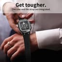 جراب ساعة ابل وتش متوافقة مع جميع الاصدارات لون اسود وفضي من او اوزون O Ozone Silicone Rubber Band with Metal Case Compatible with Apple Watch 45mm 44mm Men