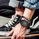 جراب ساعة ابل وتش متوافقة مع جميع الاصدارات لون اسود وفضي من او اوزون O Ozone Silicone Rubber Band with Metal Case Compatible with Apple Watch 45mm 44mm Men