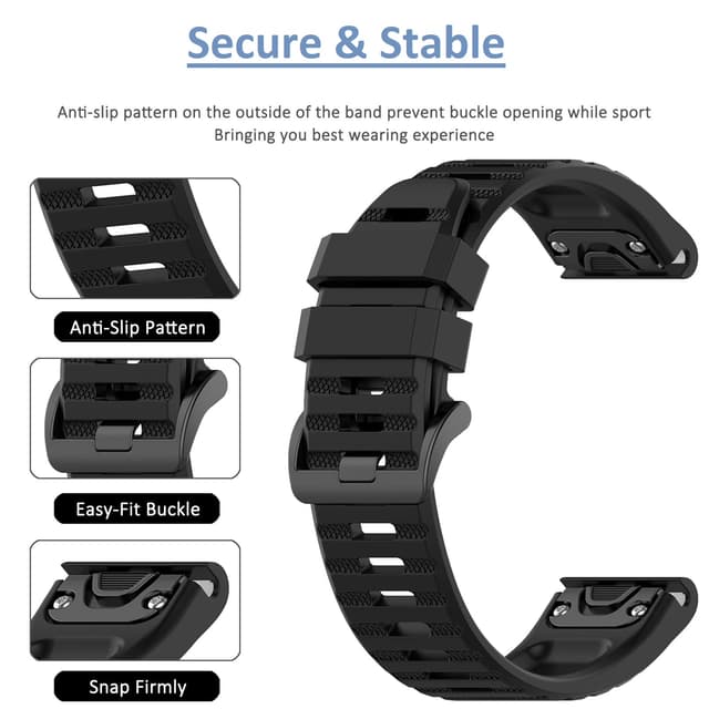 O Ozone Silicone Bands Compatible with Garmin Fenix 7X | Fenix 6X | Fenix 5X | Fenix 5P | 5 Plus | Fenix 6X Pro | Fenix 3, 26mm Easy Fit Soft Silicone Sport Adjustable Replacement Watch Straps- Green